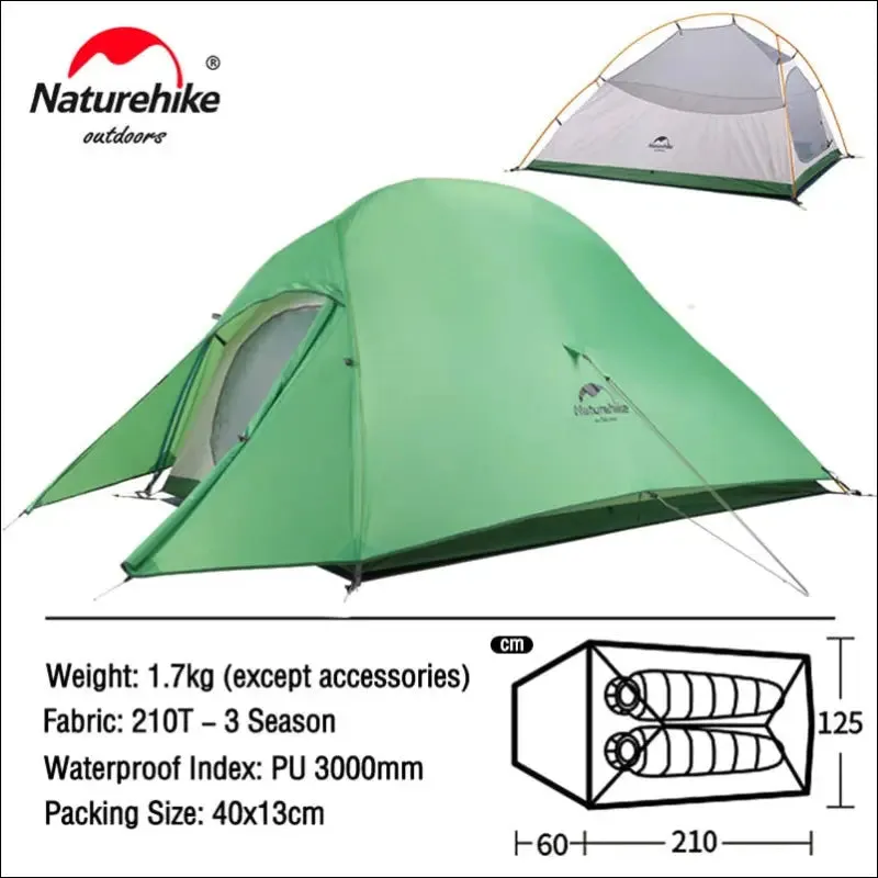 Naturehike upgraded cloud up 2 ultralight tent free standing 20d fabric camping tents for 2 person
