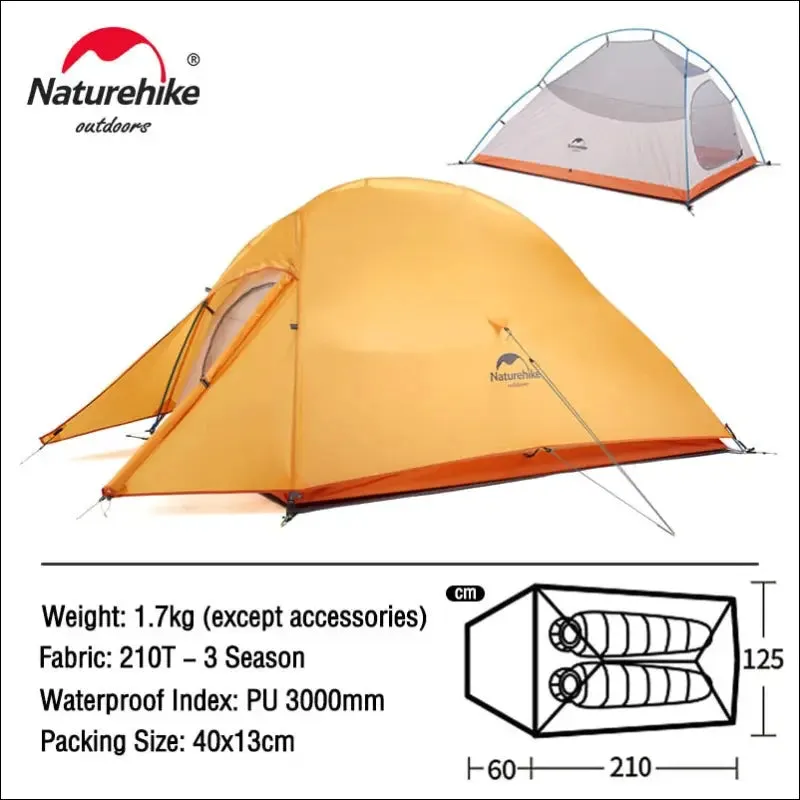 Naturehike upgraded cloud up 2 ultralight tent free standing 20d fabric camping tents for 2 person