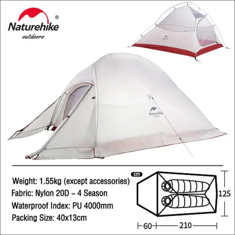 Naturehike upgraded cloud up 2 ultralight tent free standing 20d fabric camping tents for 2 person