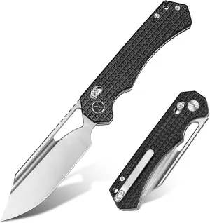 NedFoss COUGAR Folding Pocket Knife, 3" Sandvik 14C28N Blade, G10 Handle, Lightweight Steel Handle, Sharp Crossbar Lock Knife for EDC (Clip Point -Black G10)