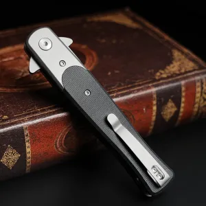 NedFoss MERMAID Pocket Knife for Men, 3.9" D2 Steel Blade Folding Knife EDC Knife Camping Knife Hunting Knife Survival Knife with G10 Handle, Titanium Carbo-Nitride Coating(Titanium Grey)