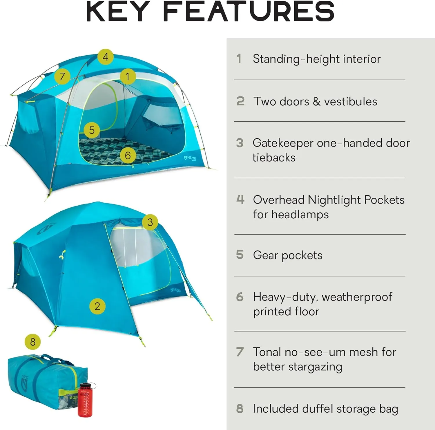 NEMO Equipment Aurora Highrise, 3 Season, Family, Car Camping Tent