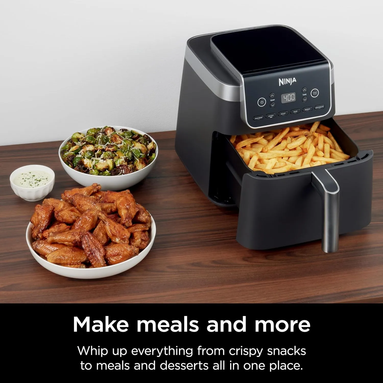 Ninja Air Fryer Pro XL 6-in-1 with 6.5 QT Capacity, Max Crisp, Air Fry, Air Roast, Bake, Reheat, Dehydrate, Max Crisp Technology with 450F, Nonstick Basket & Crisper Plate, Grey, AF181 (Renewed)