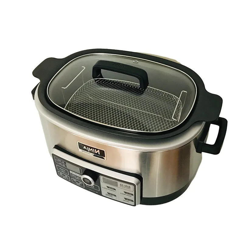 Ninja Auto-iQ Multi/Slow Cooker with 80-Pre-Programmed Auto-iQ Recipes for Searing, Slow Cooking, Baking and Steaming with 6-Quart Nonstick Pot (CS960) (Renewed)
