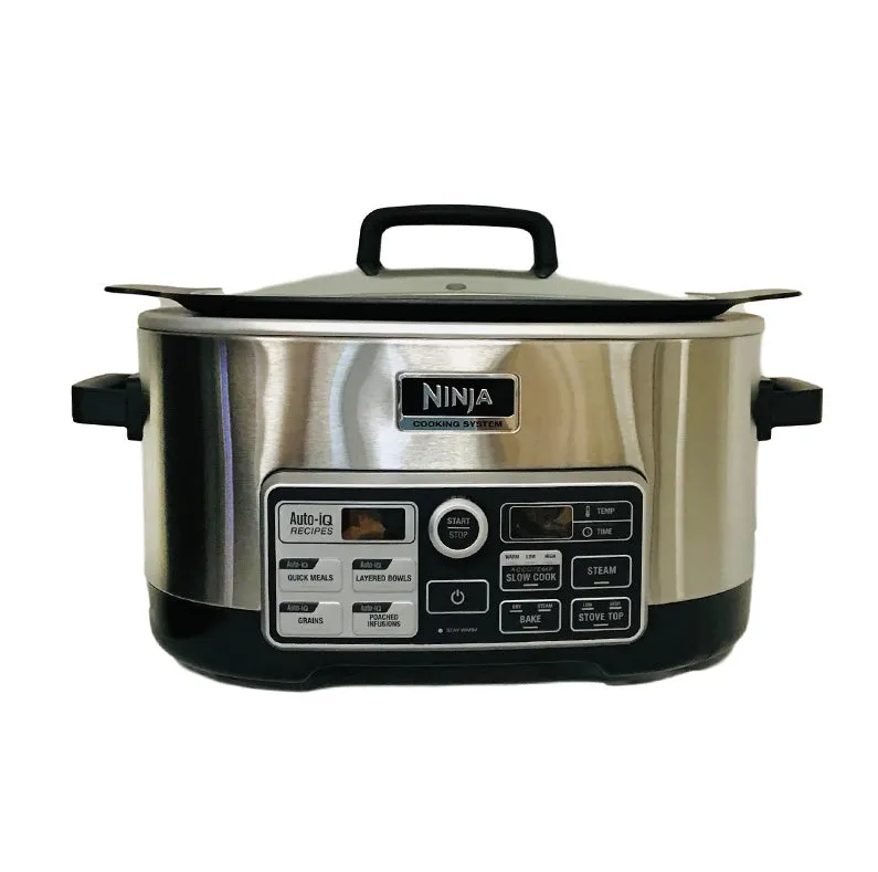 Ninja Auto-iQ Multi/Slow Cooker with 80-Pre-Programmed Auto-iQ Recipes for Searing, Slow Cooking, Baking and Steaming with 6-Quart Nonstick Pot (CS960) (Renewed)