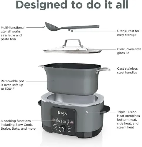 Ninja MC1001 Foodi Possible Slow Cooker PRO Multi-Cooker (Renewed) Bundle with 2 Year Enhanced Protection Pack