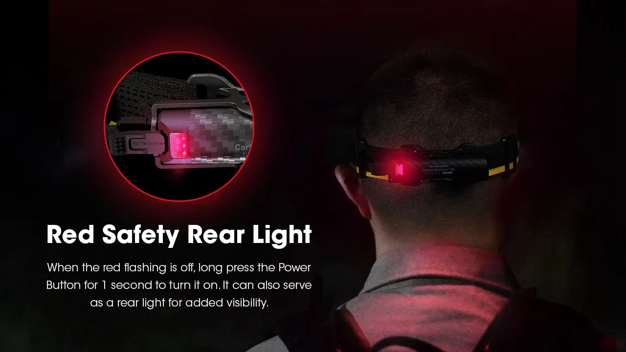 NITECORE NU43 1400 Lumens Lightweight Headlamp with Carbon Battery 6K Extended Runtime Kit