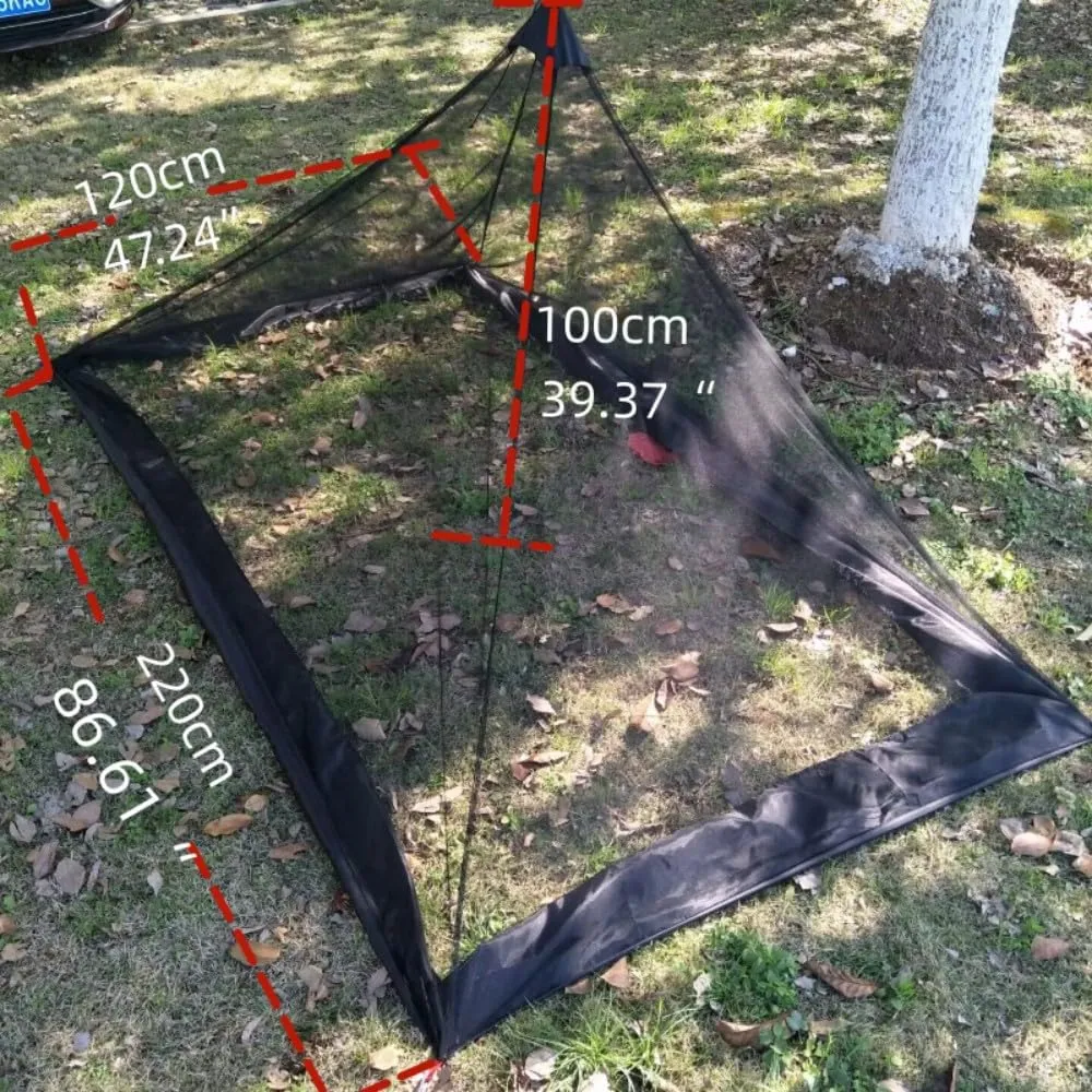 NO Pole Mesh Tent Without Footprint NoBug Mesh Tent 1 Person Mesh Teepee Tent Net Gauze Tent for Outdoor Camping Hiking Backpacking Bushcraft Tarp (Black)