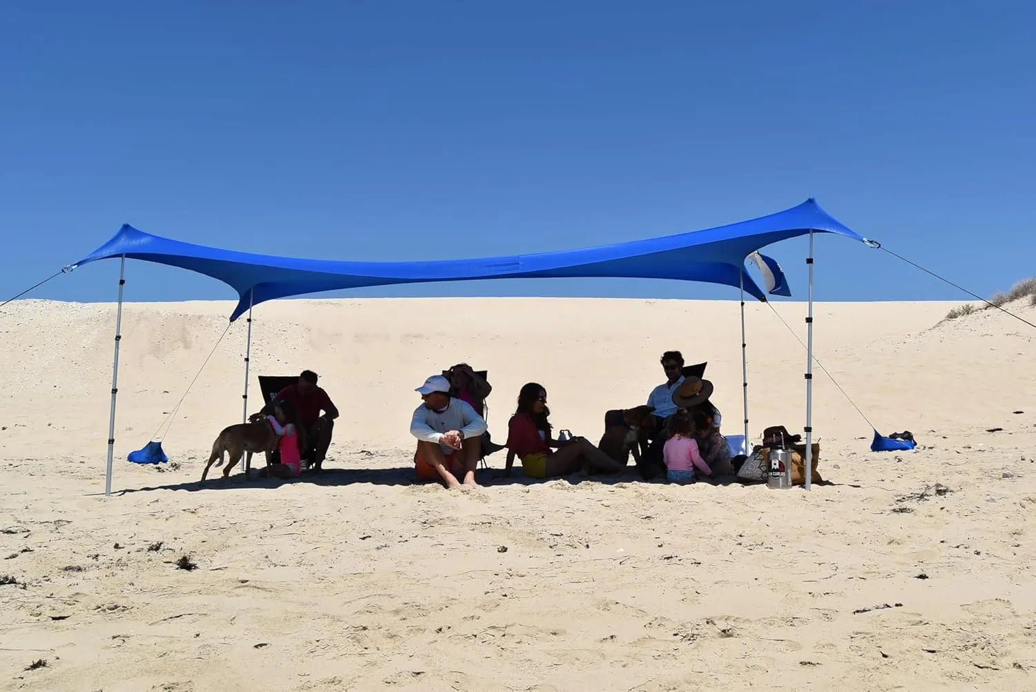 Nomad XL Beach Shade | 15x8.5 ft. Beach Tent Sun Shelter with UPF50  Protection, Adjustable Shade Tent | Quick 5-Min Setup, 25MPH Windproof, Light & Compact Grass & Sand | 4-Posts w/Dry Bag