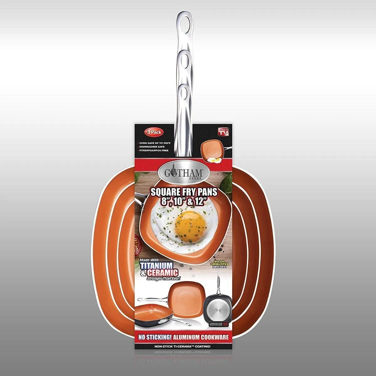 Nonstick Gotham Worldwide delivery Steel Highly functional 1682 Shallow Square Pan 3 Set: Piece Copper