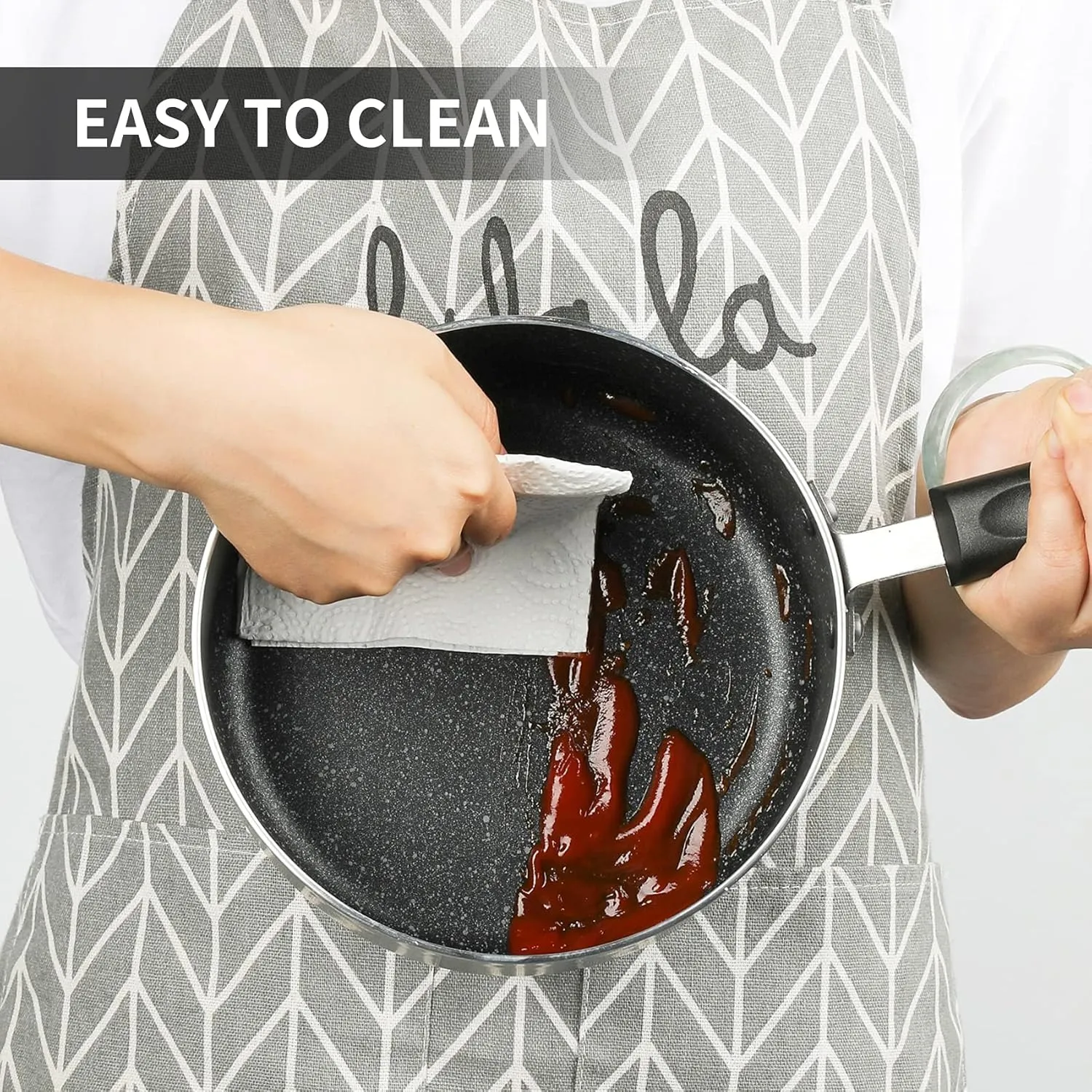 Nonstick Saucepan Set - 1 Quart and 2 Quart,Ultra Non Stick Sauce Pan Small Pot with Glass Lid,Great for Home Kitchen Restaurant,Black