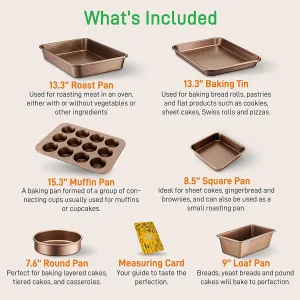 NutriChef Nonstick Cooking Kitchen Cookware Pots and Pans, 20 Piece Set, Bronze - 13 x 6.30 x 3.15 inches