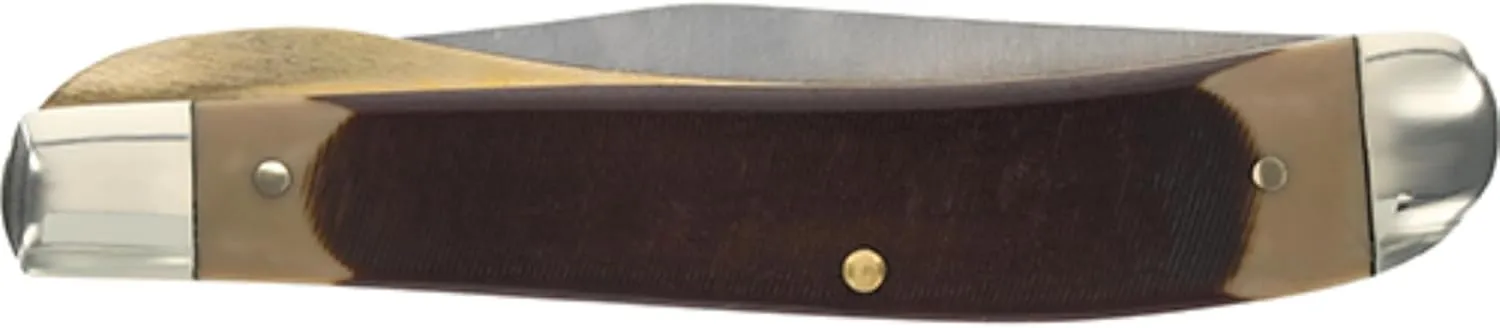 Old Timer 194OT Gunstock Trapper Lockblade Traditional Folding Pocket Knife with 3.1in Clip Point Blade, Nickel Silver Bolsters, and Sawcut Handle for Hunting, Camping, Whittling, EDC, and Outdoors