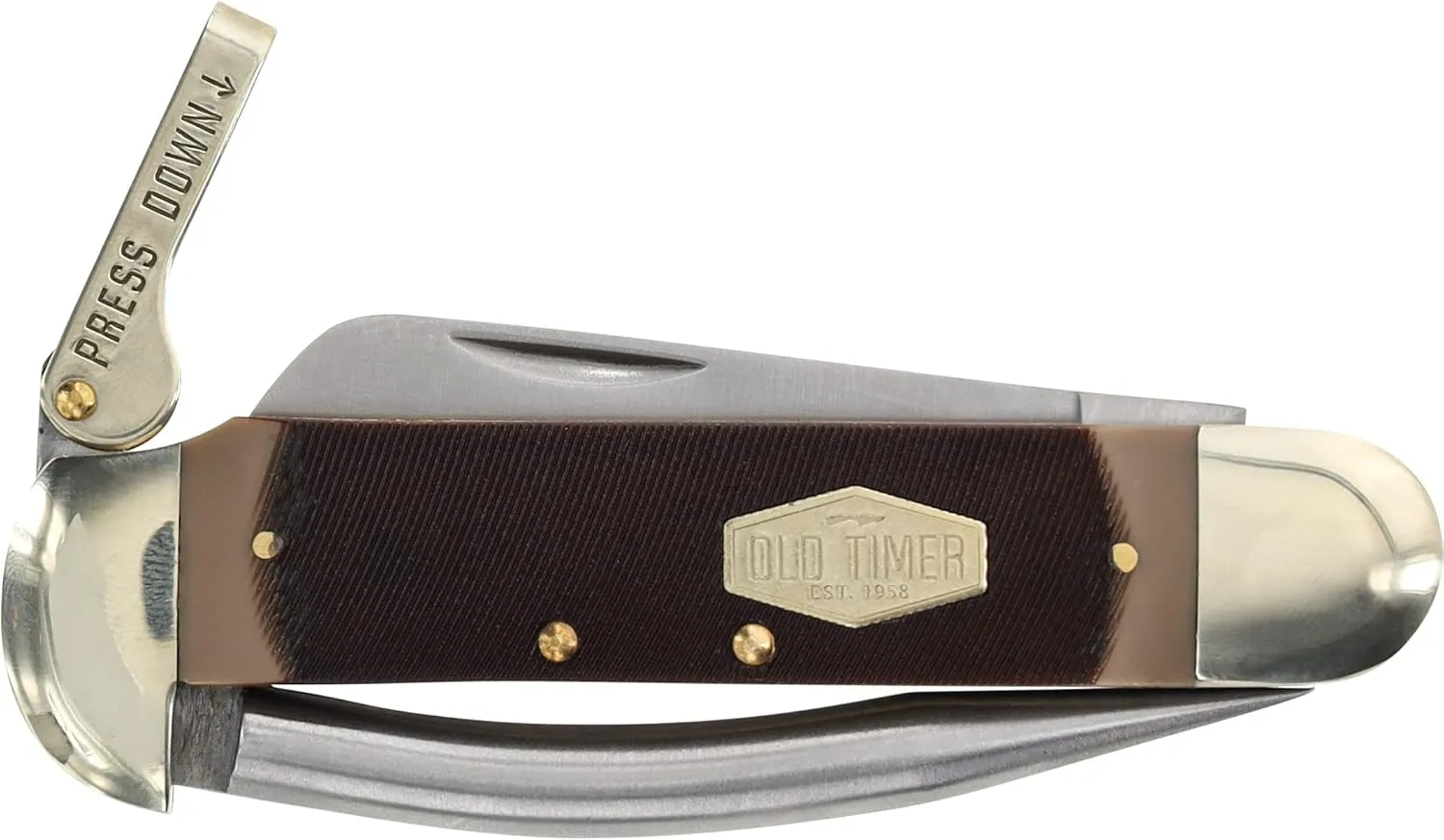 Old Timer 735OT Mariner 6.9in Leverlock Folding Sailor’s Pocket Knife with High Carbon Stainless Steel Marlin’s Spike, Sheepsfoot Blade, and Large Lanyard Loop for EDC, Seamen, Sailing, and Outdoors