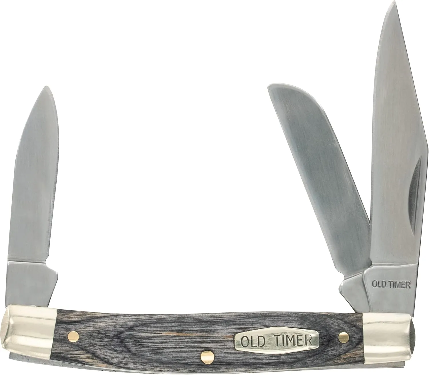Old Timer Heritage Series 34OT Middleman 5.7in Traditional Folding Pocket Knife with Stainless Steel Clip Point Blade, Sheepsfoot Blade, Pen Blade, and Laminate Handle for Hunting, EDC, and Outdoors