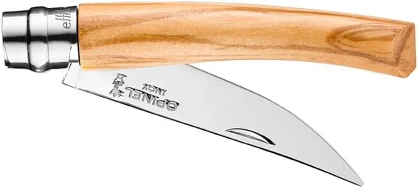 Opinel Effile Slimline Series Folding Fillet Knife – Slim Blade Folding Knife, Virobloc Locking Collar, Sustainably Harvested Wood Handles, Updated Blade Profile (Olivewood/No.08)