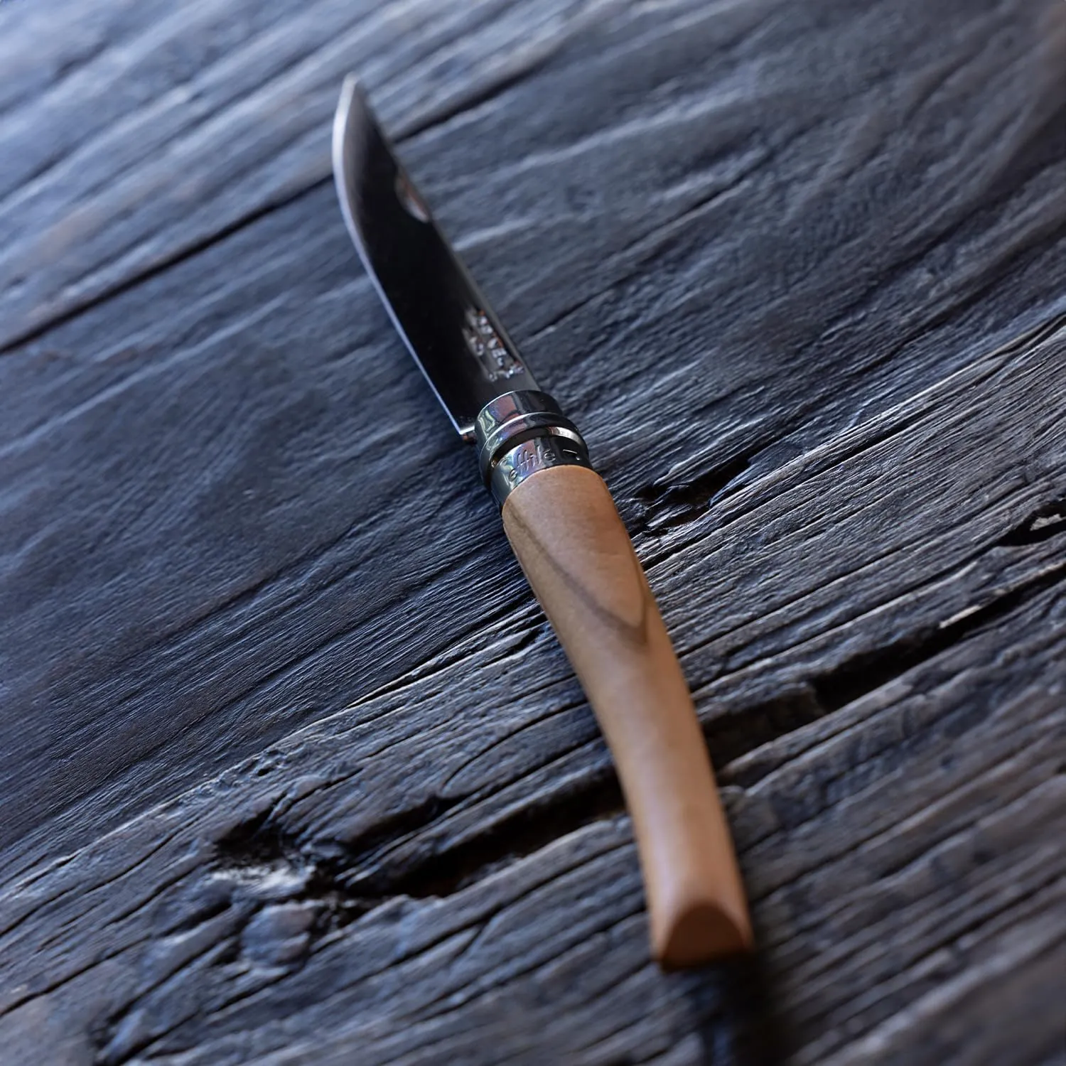 Opinel Effile Slimline Series Folding Fillet Knife – Slim Blade Folding Knife, Virobloc Locking Collar, Sustainably Harvested Wood Handles, Updated Blade Profile (Olivewood/No.08)
