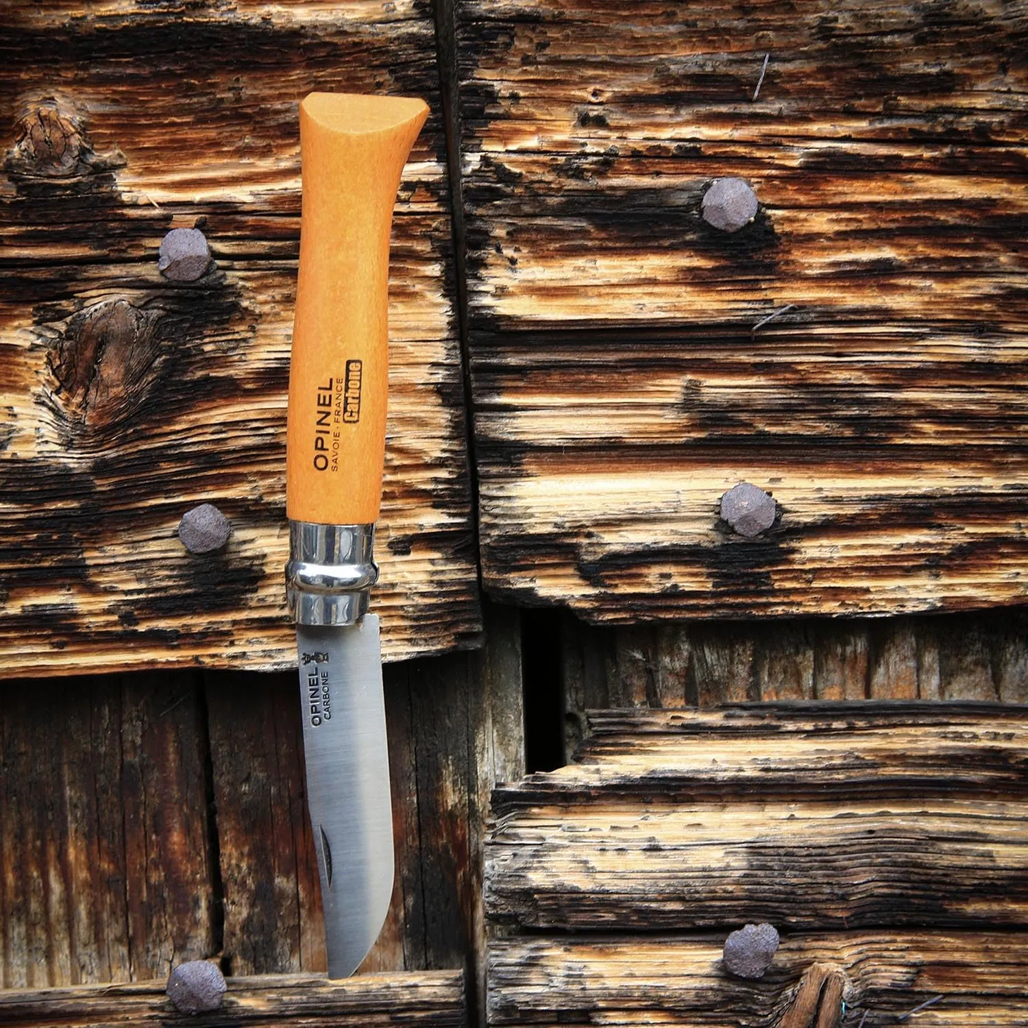 Opinel No.06 Carbon Steel Folding Pocket Knife with Beechwood Handle