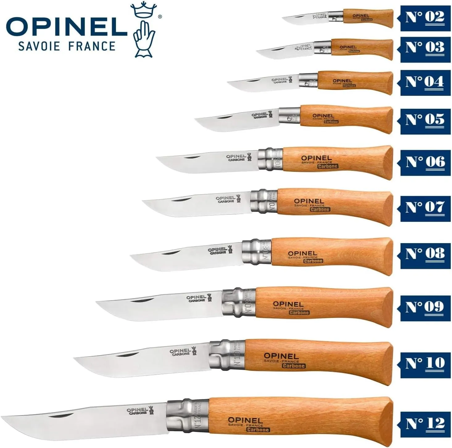 Opinel No.06 Carbon Steel Folding Pocket Knife with Beechwood Handle