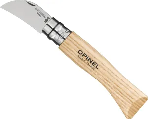 OPINEL No.7 Folding Chestnut and Garlic Knife, European Chestnut Wood Handle, 12C27 Stainless Steel Blade