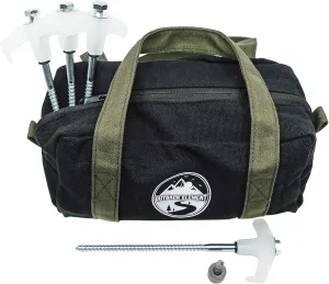 Outback Element® - 15 Tent Stakes Heavy Duty with Glow in The Dark Heads   Bonus Canvas Carry Pouch and Hex Drill Bit