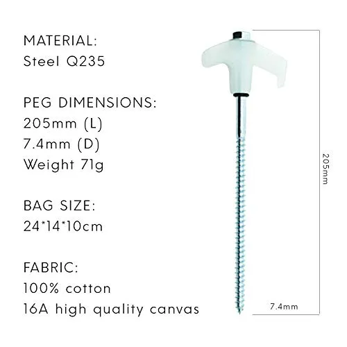 Outback Element® - 15 Tent Stakes Heavy Duty with Glow in The Dark Heads   Bonus Canvas Carry Pouch and Hex Drill Bit