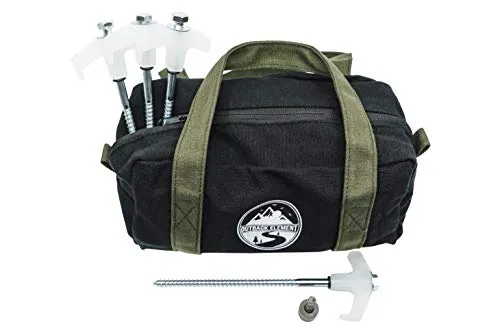 Outback Element® - 15 Tent Stakes Heavy Duty with Glow in The Dark Heads   Bonus Canvas Carry Pouch and Hex Drill Bit