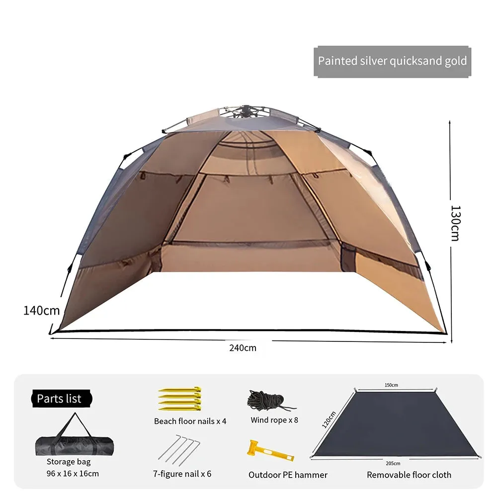 Outdoor 3-4P One-Touch Camping Tent Quick Automatic Opening Beach Fishing Tent Family Travel Picnic Park Anti-UV Shade