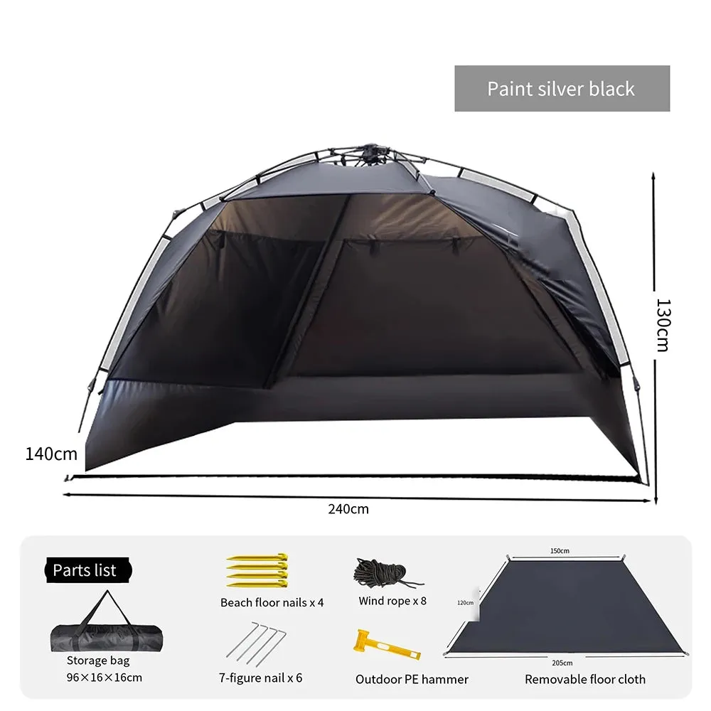 Outdoor 3-4P One-Touch Camping Tent Quick Automatic Opening Beach Fishing Tent Family Travel Picnic Park Anti-UV Shade