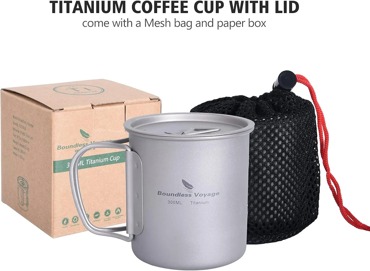 Outdoor 750ml - 2900ml Titanium Pot with Lid Folding Bail Handle Camping Hiking Picnic Ultralight Water Bottle Cup Mug Spork Set