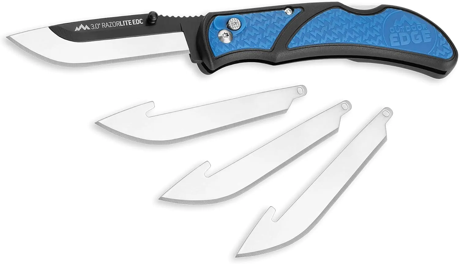 OUTDOOR EDGE 3.0" RazorLite EDC - Replaceable Blade EDC Folding Knife with Pocket Clip and One Hand Opening for Everyday Carry (Blue, 4 Blades)