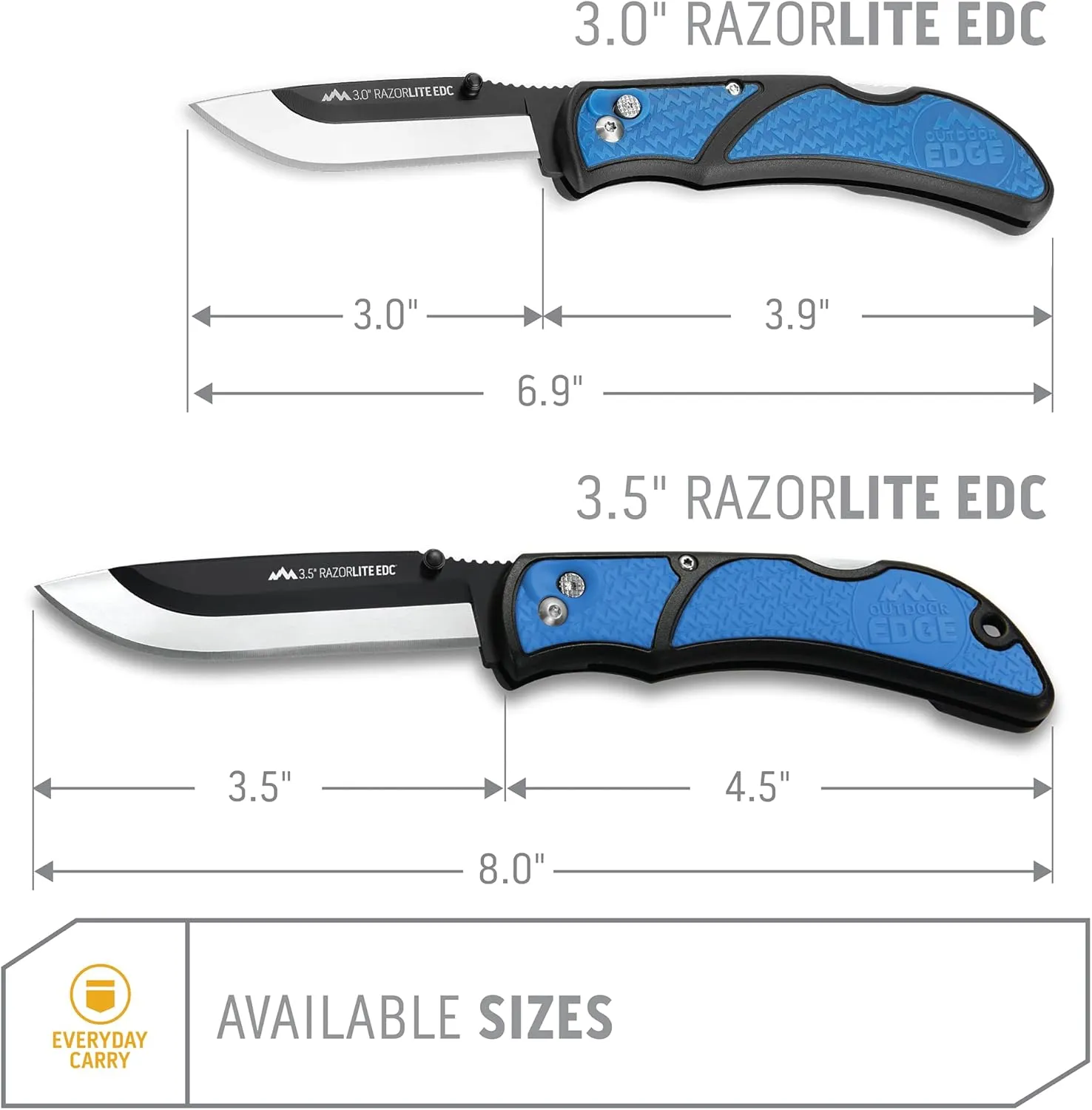 OUTDOOR EDGE 3.0" RazorLite EDC - Replaceable Blade EDC Folding Knife with Pocket Clip and One Hand Opening for Everyday Carry (Blue, 4 Blades)
