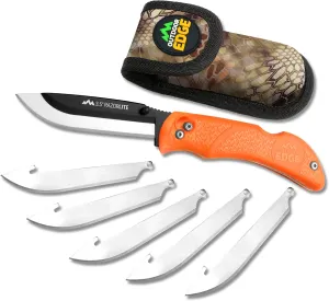 OUTDOOR EDGE RazorBlaze, RB-20, 3.5" Replaceable Blade Folding Hunting Knife, Non-Slip Rubberized TPR Handle (Blaze Orange)