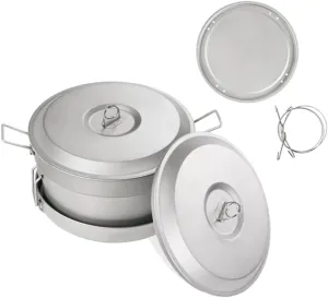 Outdoor Pure Ti Pot Set 3L Pot Steaming Pan Frying Pan Camping Hanging Pot with Folding Handle