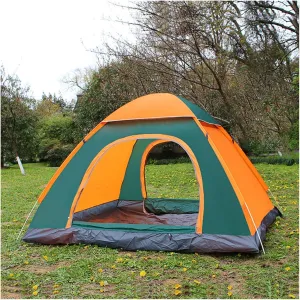 Outdoor Tent Quick Automatic Opening Tents Outdoor Camping Backpacking Tent for 3-4 Persons Camp Equipment for Family Picnic (Color : Orange Green) (Color : Green Orange)