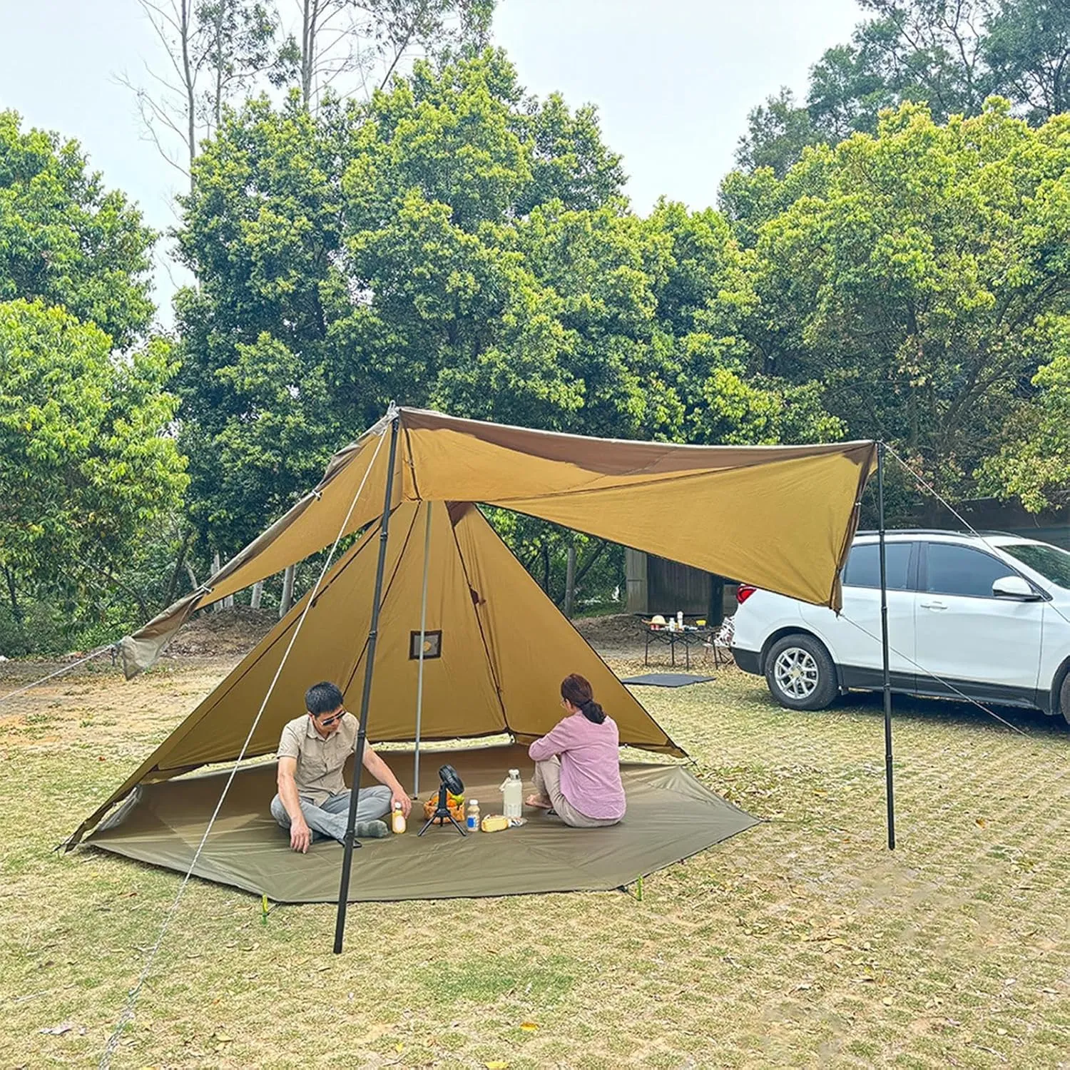Outdoor Tent Tarp Sheet - Octagonal Camping Ground Mat – Durable Wear-Resistant Picnic Rug for Hiking Adventures, Park Lounging, Travel Shelter, Backpacking, Festival, Playground Use, Compact Foldable