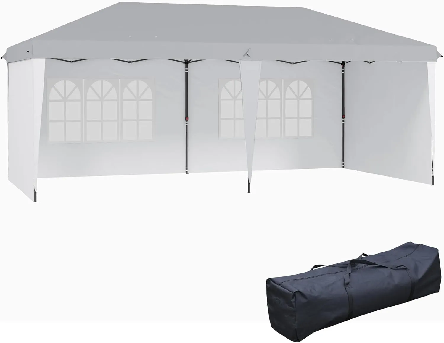 Outsunny 10' x 20' Pop Up Canopy Tent with 4 Sidewalls, Heavy Duty Tents for Parties, Outdoor Instant Gazebo with Carrying Bag for Garden, Patio, White