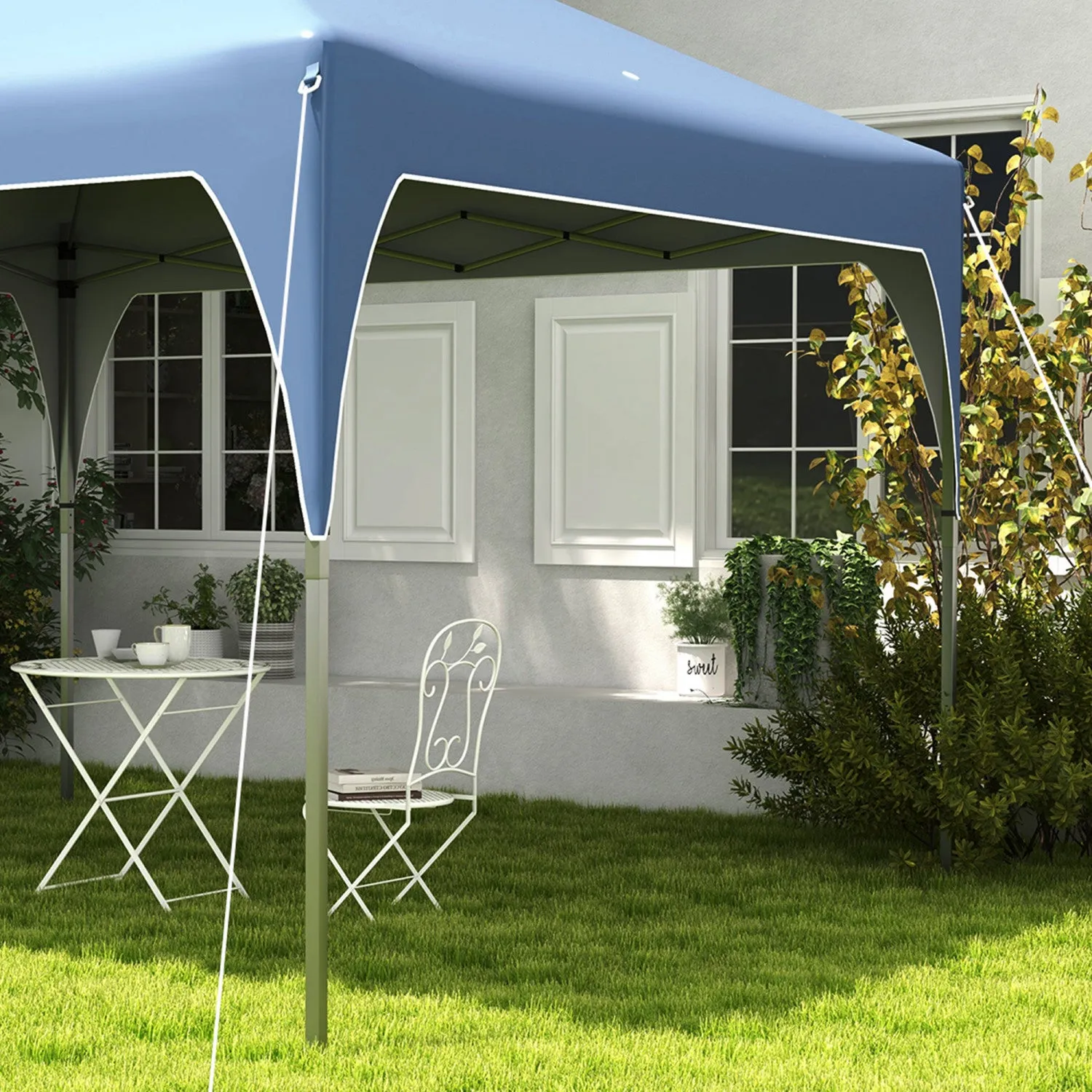 Outsunny 10'x10' Pop Up Canopy, Easy Set Up Party Tent With 2 Tier Vented Roof And Carrying Bag For |Outsunny 10'x10' Auvent, Tente De Fete Facile A Installer Avec Toit Aere A 2 Niveaux Et Sac De Trans