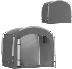 Outsunny Bike Storage Tent, Portable Bicycle Storage Shed, Waterproof Outdoor Bike Cover with 210D Oxford Fabric and Carry Bag for 3-4 Bikes, Lawn Mower, Garden Tools, Dark Gray