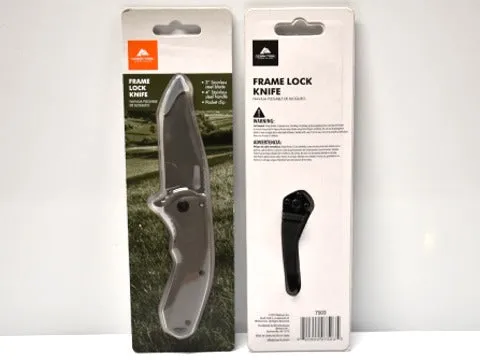 Ozark Trail frame lock folding blade knife Silver 3"