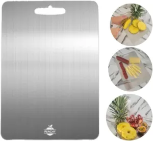 °PEACHY° Titanium Cutting Board 10X14" Kitchen Ustensils Cooking Stainless Double-Sided Vegetable Fruit Meat Chopping Dicing Cutting Mat Food-Grade Space Saver Cool Packaging Support Small Business