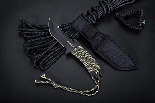 Perkin Hunting Knives CH999 Hunting Knife with Sheath Fix Blade Knife Tanto Blade and with Gut Hook