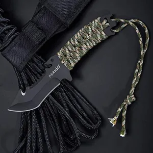 Perkin Hunting Knives CH999 Hunting Knife with Sheath Fix Blade Knife Tanto Blade and with Gut Hook