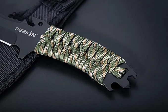 Perkin Hunting Knives CH999 Hunting Knife with Sheath Fix Blade Knife Tanto Blade and with Gut Hook