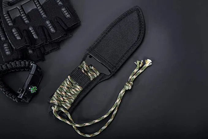 Perkin Hunting Knives CH999 Hunting Knife with Sheath Fix Blade Knife Tanto Blade and with Gut Hook