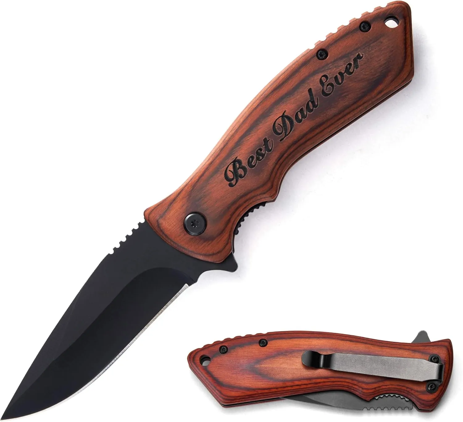 Personalized Engraved Pocket Folding Knife for Dad from Son Daughter - for Fathers Day Birthday Christmas Thanksgiving - Men Unique Camping Fishing Hunting Knives for Him