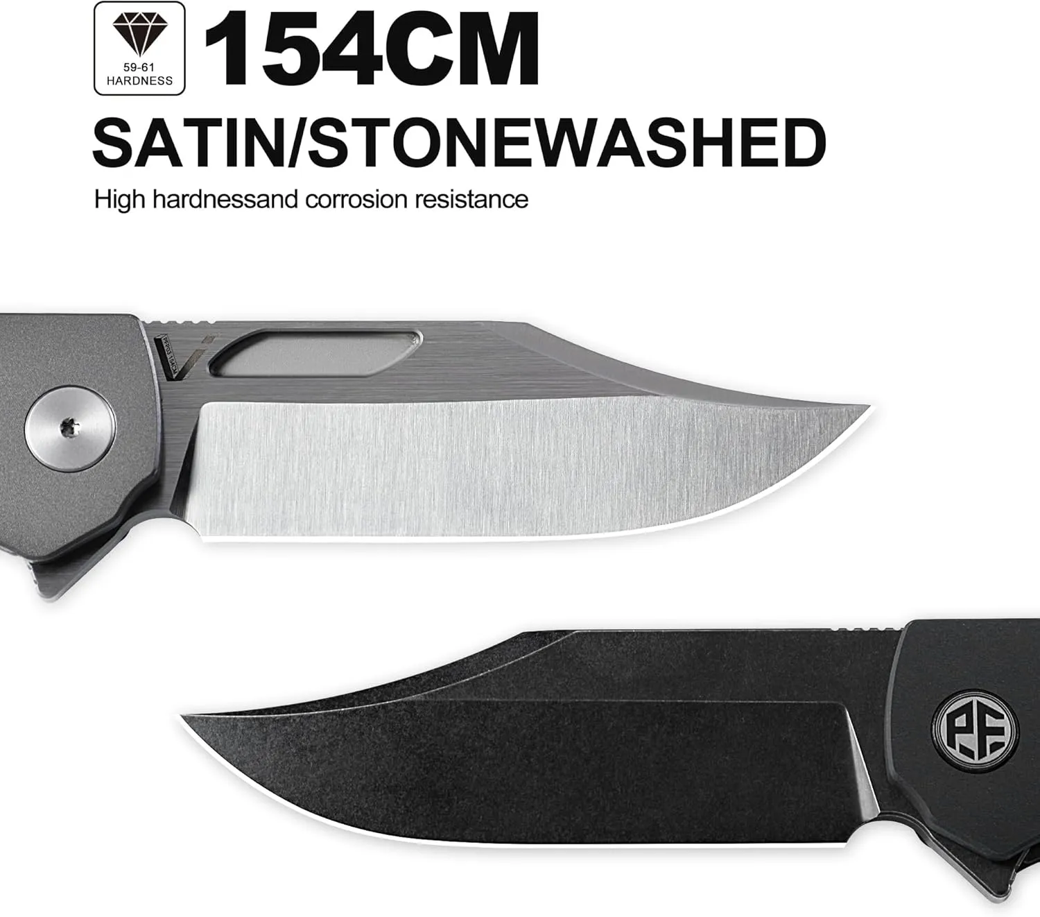 Petrified fish PFP03 Victor,3.58" 154CM Steel Black Stonewashed Blade,4.8oz Aluminium Handle Flipper Liner lock Folding knife (Green - A Stonewashed)