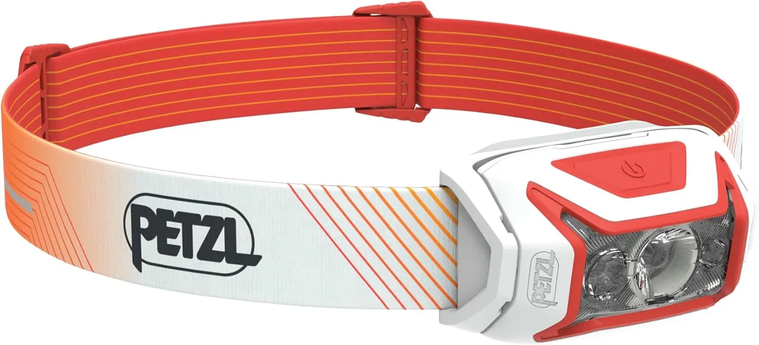 PETZL ACTIK CORE Headlamp - Powerful, Rechargeable 600 Lumen Light with Red Lighting for Hiking, Climbing, and Camping - Red