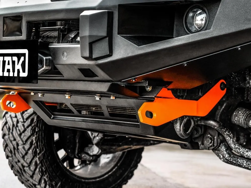 PIAK Elite Non Loop Bull Bar Orange Recovery Points Black Bash Plate for Ford Ranger 2015 to 2018