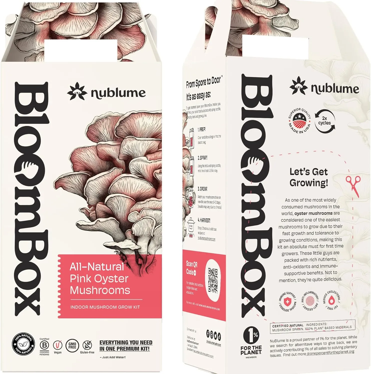 Pink Oyster Mushroom Grow Kit, Grow Your Own Fresh Gourmet Mushrooms at Home, Includes Instructions and Recipes (Pink Oyster)
